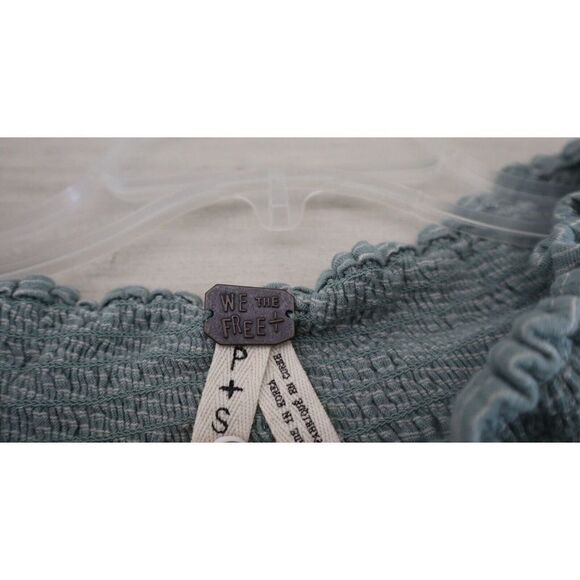 Free People OB506227 Women's Sz S Green Striped Lexington Off The Shoulder Top - Picture 4 of 8